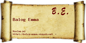 Balog Emma névjegykártya